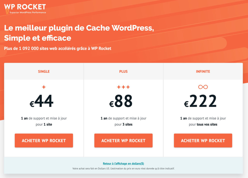 Avis WP Rocket 2020 : Test du plugin de cache 3 Tarifs WP Rocket 2020